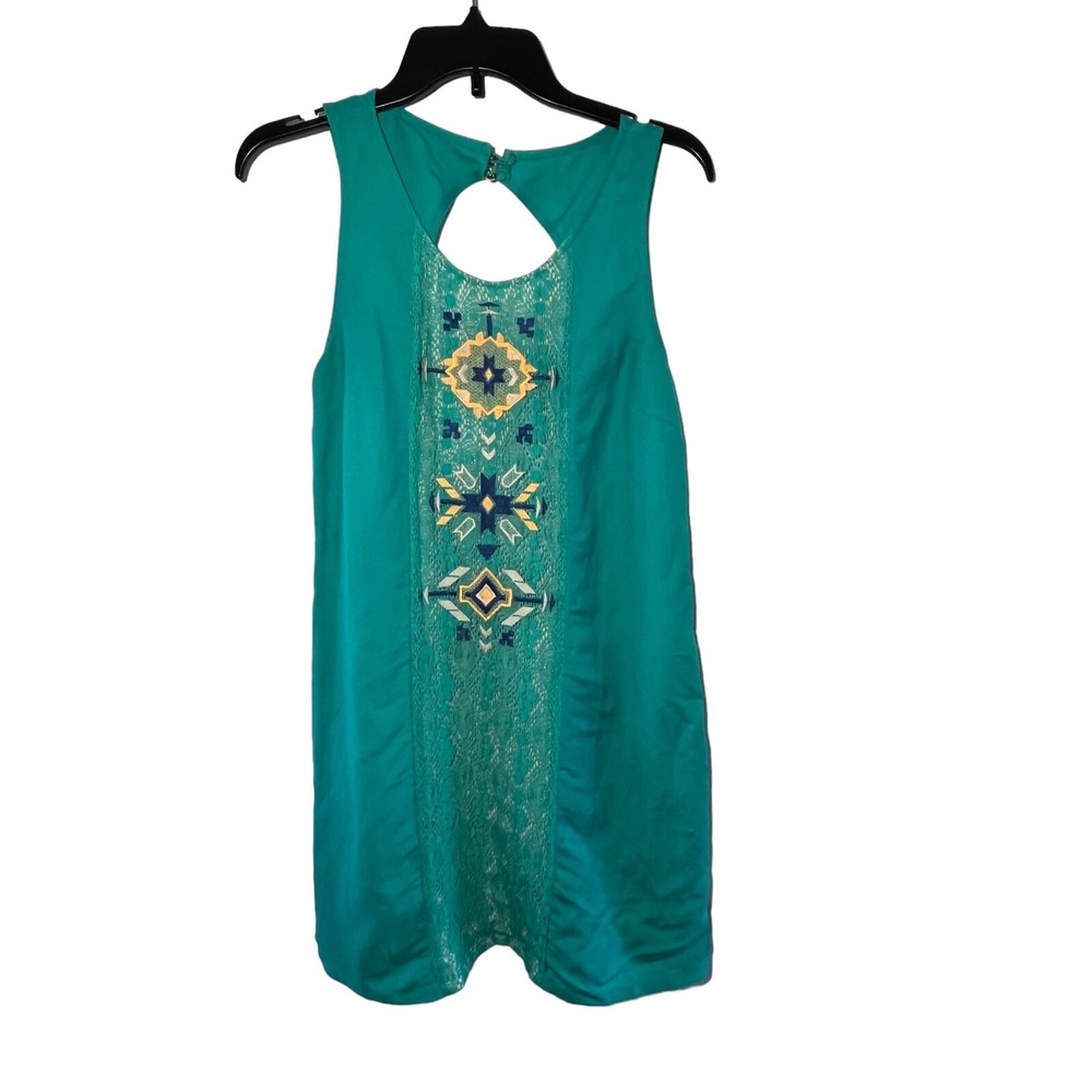 Yahada Sleeveless Dress Lace Embroidery Green M Boho Hippie‎ Lace